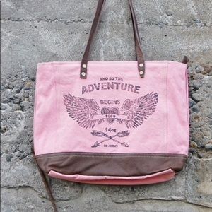 Brand new pink Chloe & Lex upcycled canvas purse